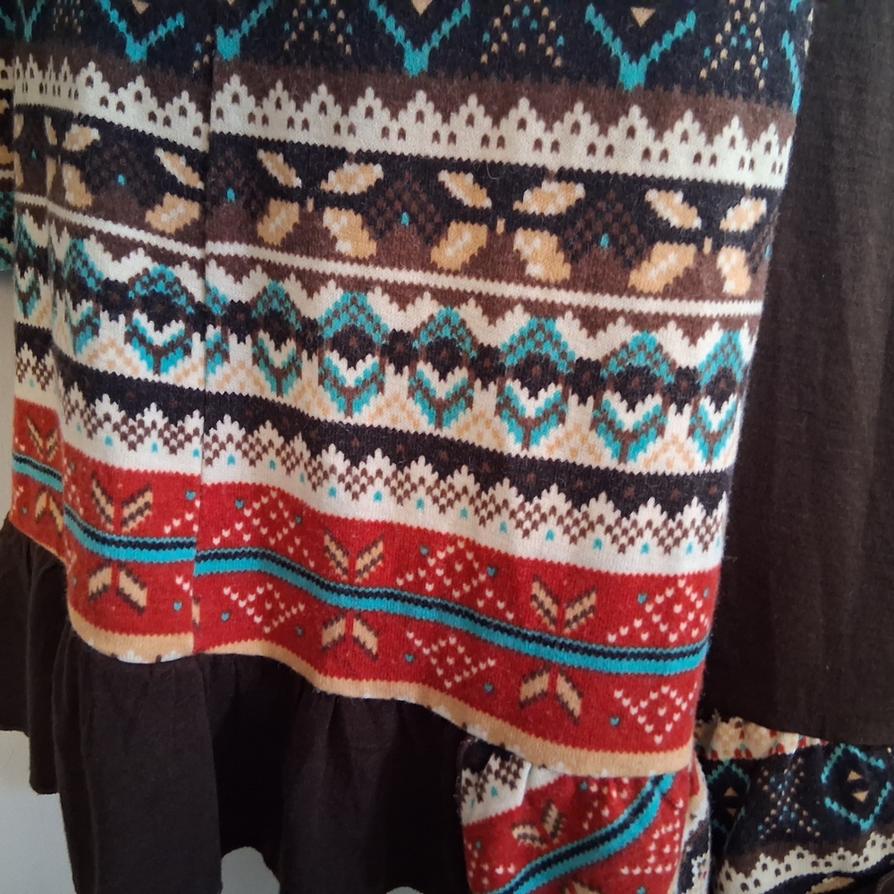 Sacred Threads Red And Brown Patterned Dress M Az… - image 5